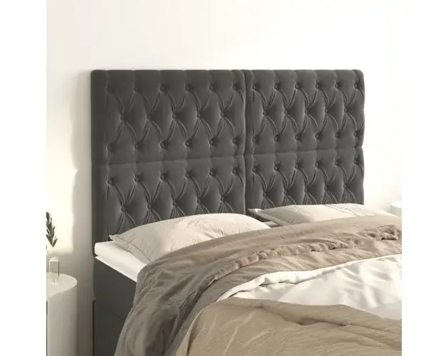 Popolare Cabeceros 4 unidades de terciopelo gris oscuro 80x7x78/88 cm | Brico Depôt
