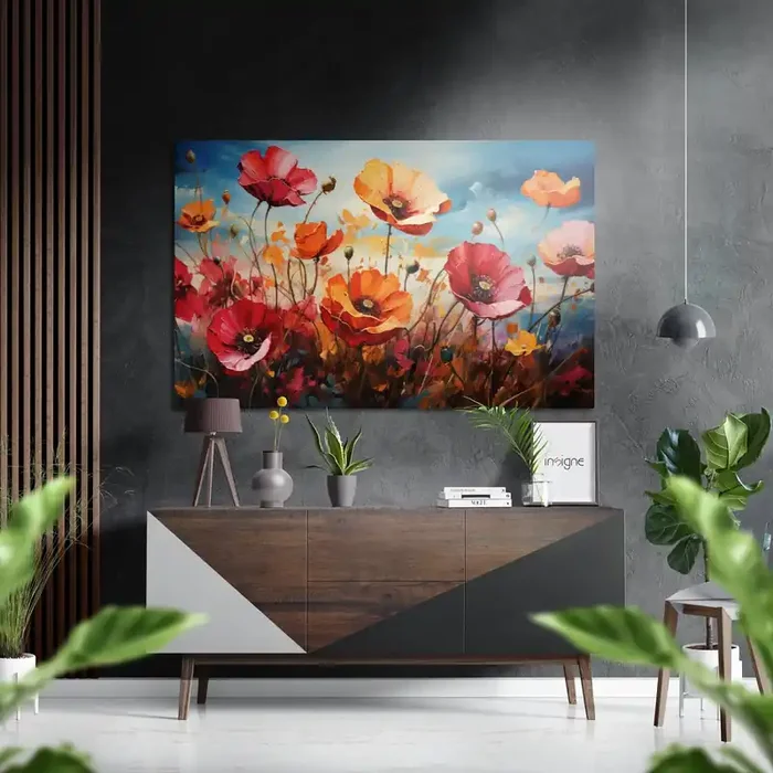 Poppies Brushed Aluminum Dibond Wall Art – 23.5 «x15.5 «