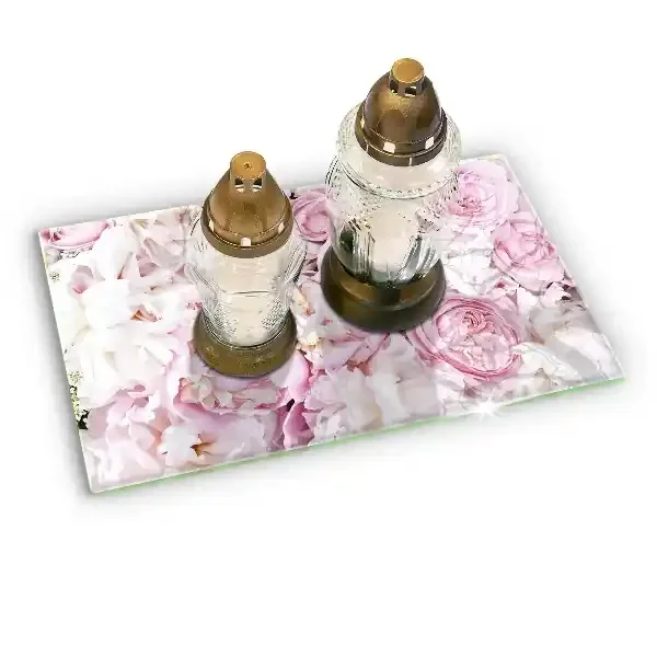 Posavaso de cristal para velas funerarias Ramo de peonías