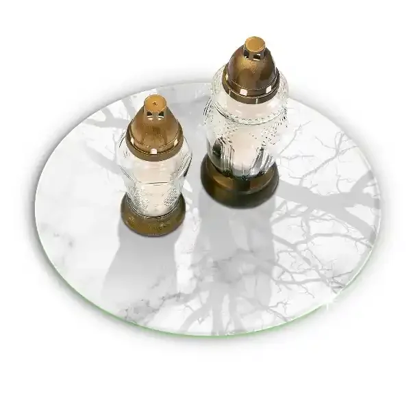 Posavaso de cristal para velas funerarias redondo Mármol moderno