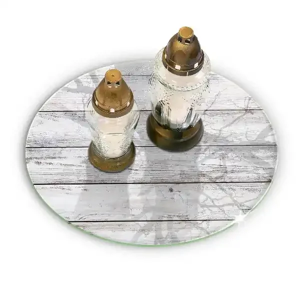 Posavaso de cristal para velas funerarias redondo Tablones de madera clara