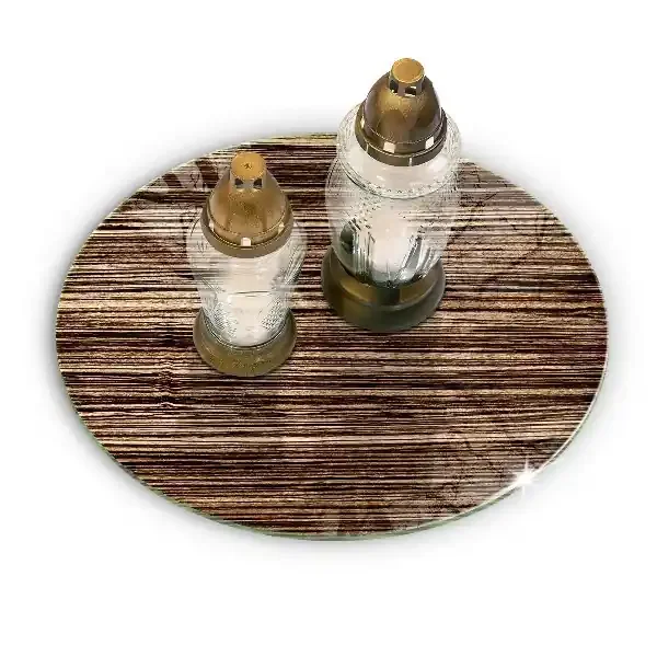 Posavaso de cristal para velas funerarias redondo Textura de madera