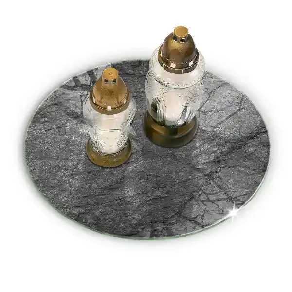 Posavaso de cristal para velas funerarias redondo Textura piedra