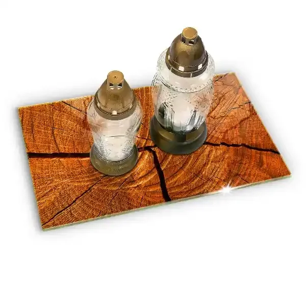 Posavaso de cristal para velas funerarias Textura tronco de madera