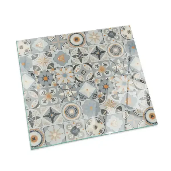 Protector suelo para estufa de leña rectangular Patrones de mosaico en azulejos