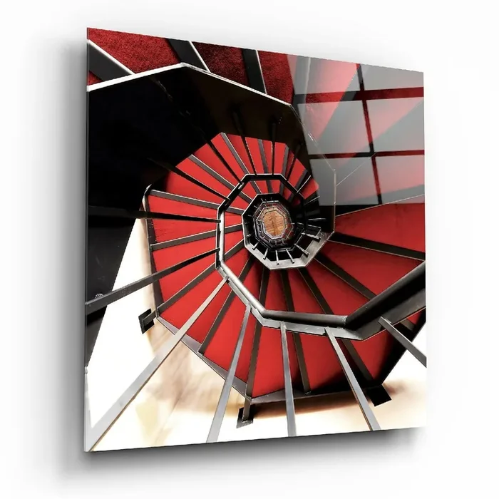 Red Stair Glass Wall Art – 15 » X 15 «