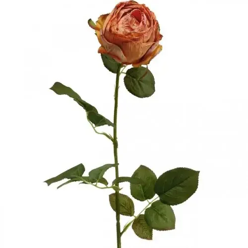 Rosa artificial naranja, rosa artificial, rosa decorativa L74cm Ø7cm