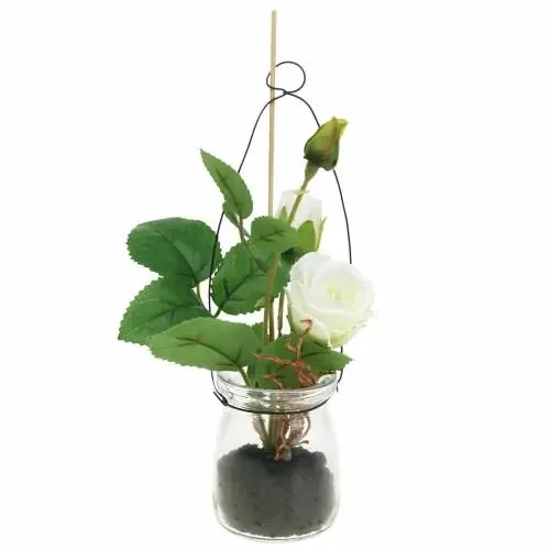 Rosa en el cristal blanco H23cm