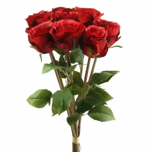 Rosa en ramo artificial roja 36cm 8 piezas