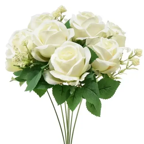 Rosas Artificiales Ramo De Flores Artificiales Rosas Blancas Pick 42cm