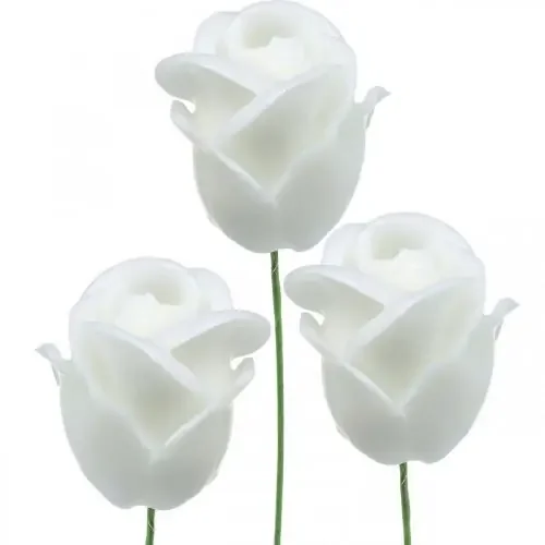 Rosas artificiales rosas de cera blanca rosas decorativas cera Ø6cm 18 piezas
