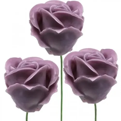 Rosas artificiales rosas de cera lila rosas decorativas cera Ø6cm 18 piezas