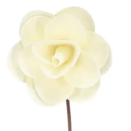 Rosas decorativas crema rosas artificiales de madera Ø7cm 12 piezas