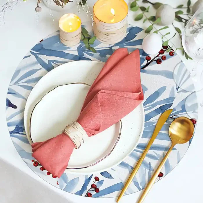 Set 4 manteles individuales redondos Navidad Bluely