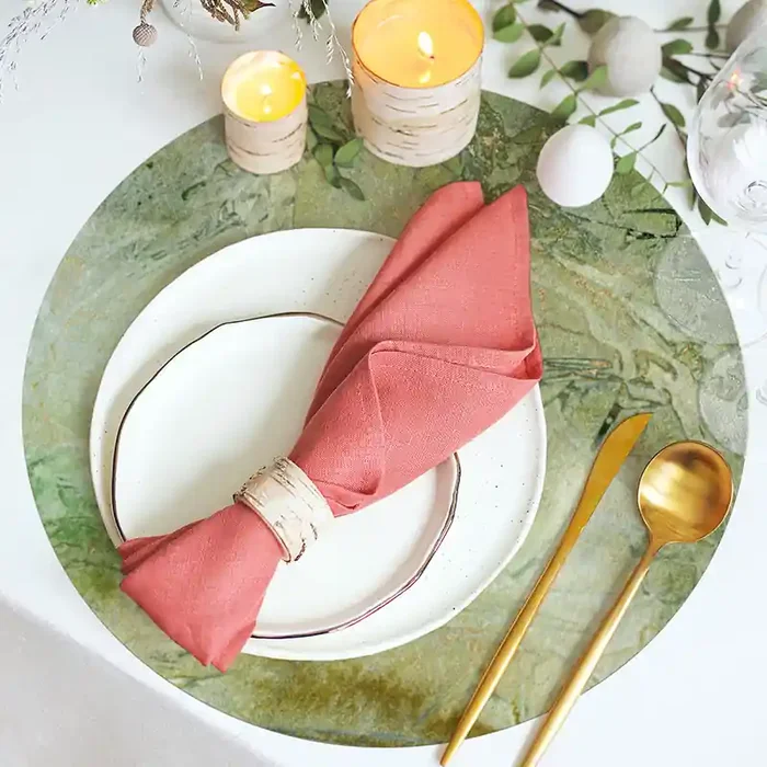 Set 4 manteles individuales redondos Navidad Green