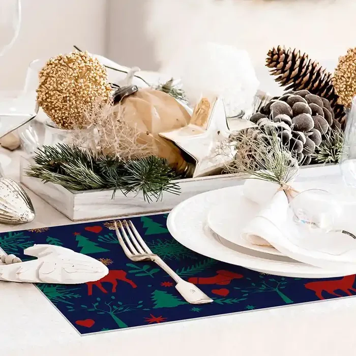 Set de 4 Individuales Estampado Navideño