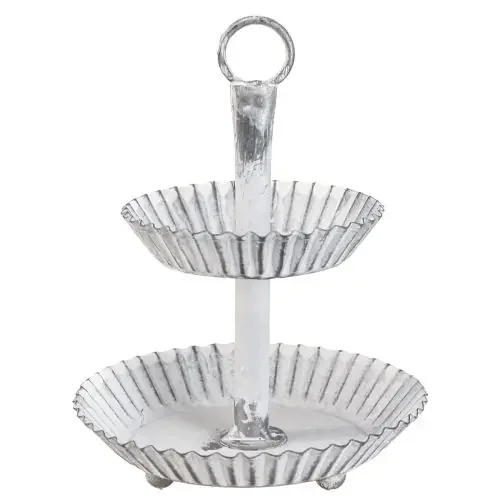 Soporte para tartas Shabby Chic metal blanco 2 niveles Ø16,5cm