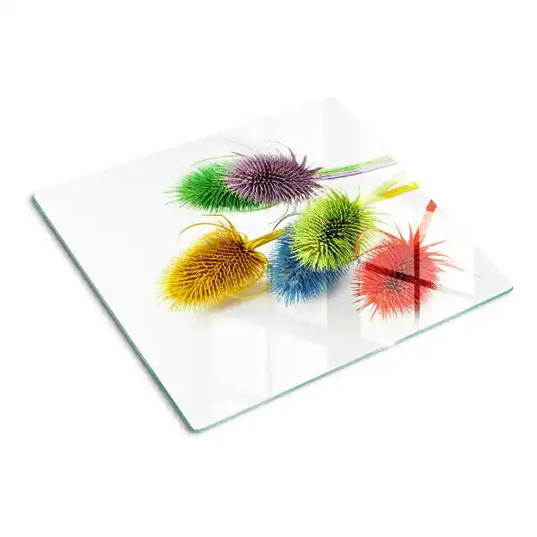 Tabla de cortar de cristal Flores tridimensionales y coloridas