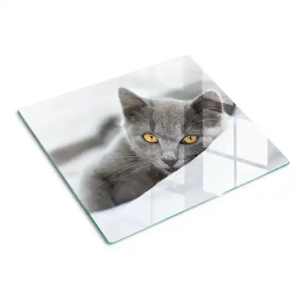 Tabla de cortar de cristal Gato con ojos amarillos