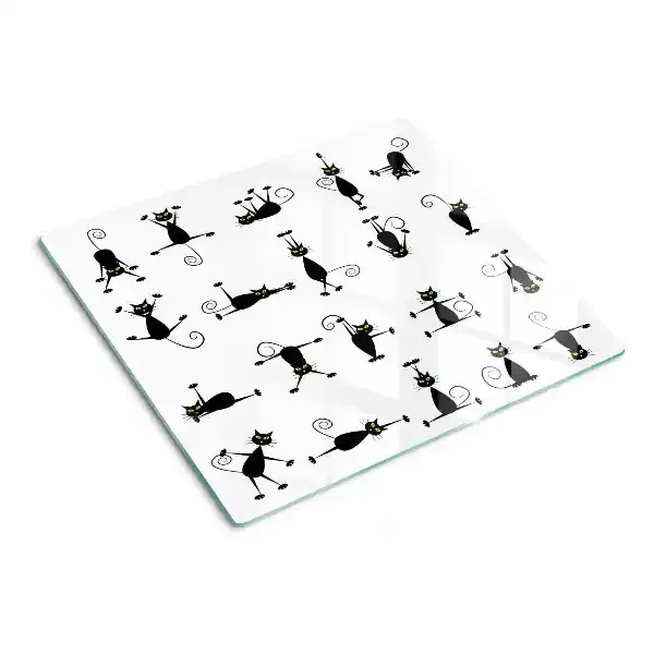 Tabla de cortar de cristal Gatos negros con ojos verdes