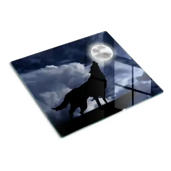 Tabla de cortar de cristal Lobo a la luz de la luna