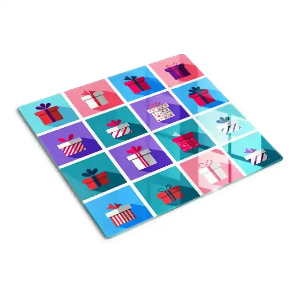 Tabla de cortar de cristal Motivos de regalo en diferentes colores.
