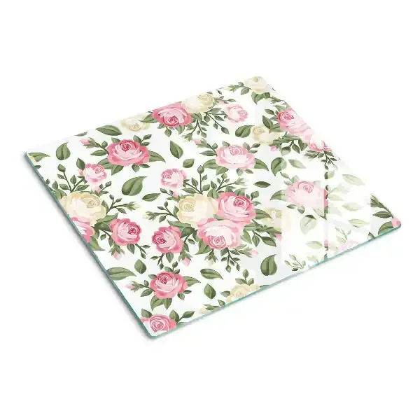 Tabla de cortar de cristal Patrón floral de rosas