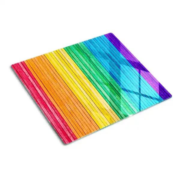 Tabla de cortar de cristal Rayas de colores del arco iris