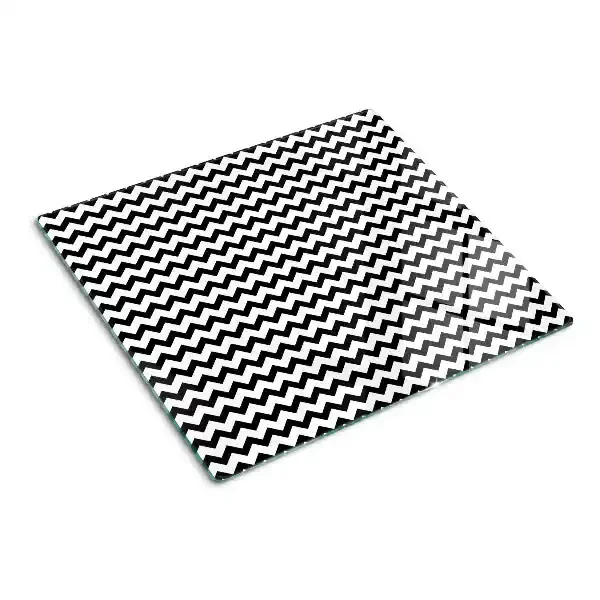 Tabla de cortar de cristal Zigzags en blanco y negro
