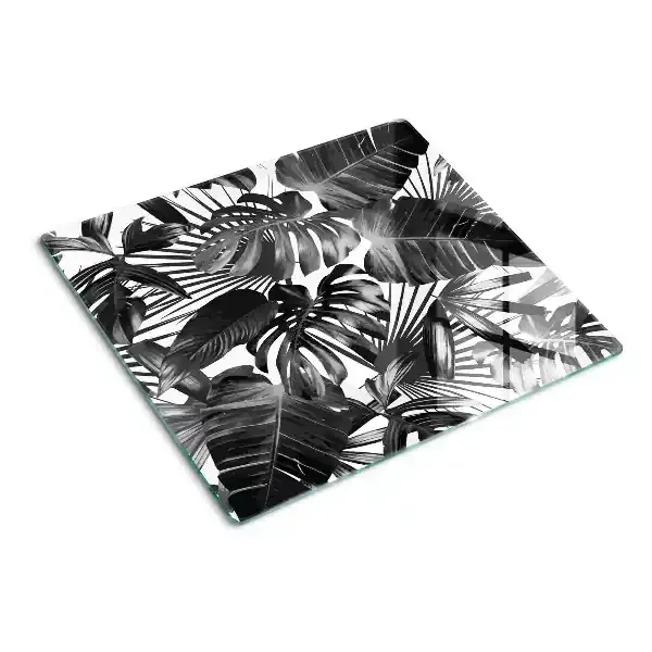 Tabla para cortar Hojas tropicales en blanco y negro