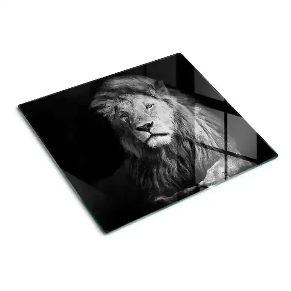 Tabla para cortar León en blanco y negro