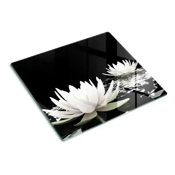 Tabla para cortar Nenúfares sobre fondo negro
