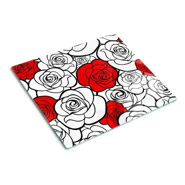 Tabla para cortar Rosas en blanco y rojo