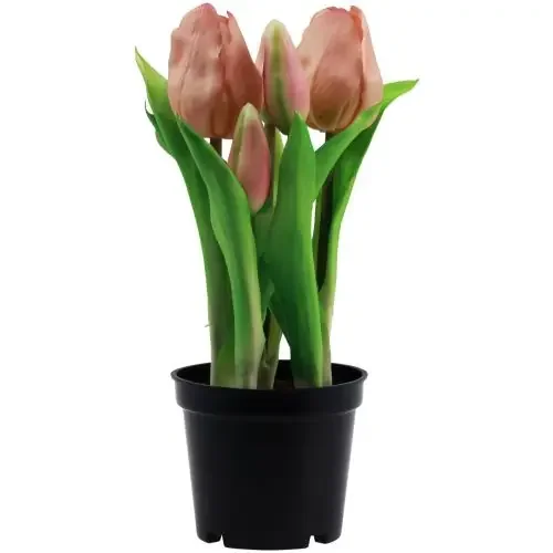 Tulipanes artificiales en maceta Tulipanes Flores artificiales melocotón 22cm
