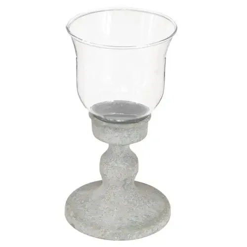 Vaso de cristal decorativo metal gris aspecto vintage Ø8cm H15,5cm