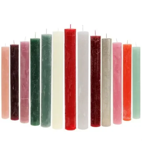 Velas de palo, unicolor, varios colores, 34mm x 240mm, 4 piezas