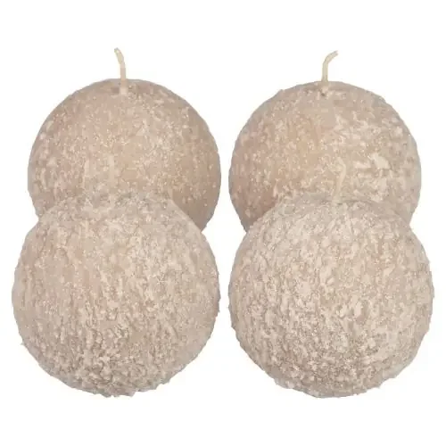 Velas esféricas 8 cm velas redondas beige bola de nieve purpurina 4 piezas