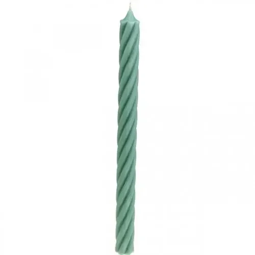 Velas rústicas velas de palo teñidas de verde 350/28mm 4 piezas