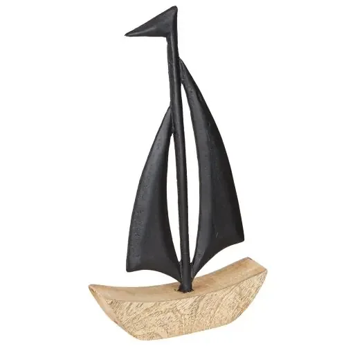 Velero decorativo de madera y metal Color negro A30,5cm