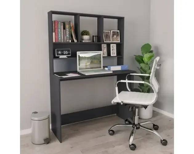 vidaXL escritorio con estantes madera contrachapada gris 110x45x157 cm | Brico Depôt Compra Adesso