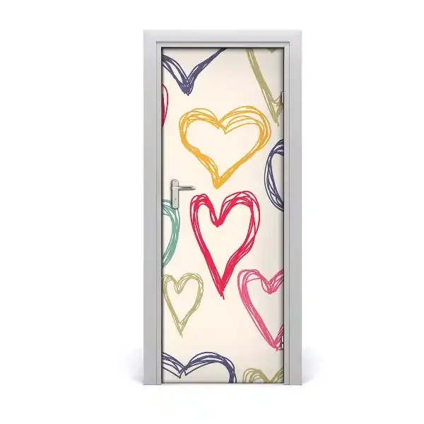 Vinilo para puerta Corazones de colores