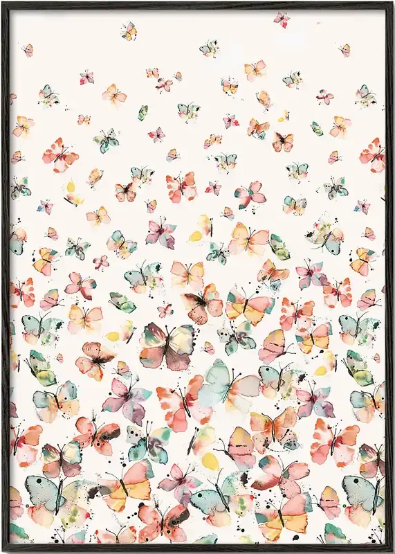 Watercolor Butterflies Gradation Rustic – Poster / 8 » x 12 » in / No