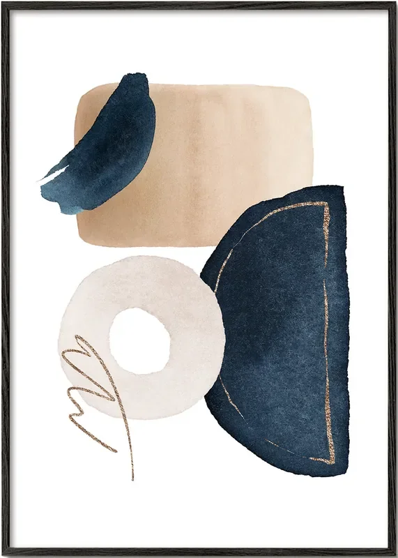 Watercolor Shapes in Navy 2 – Poster / 8 » x 12 » in / No