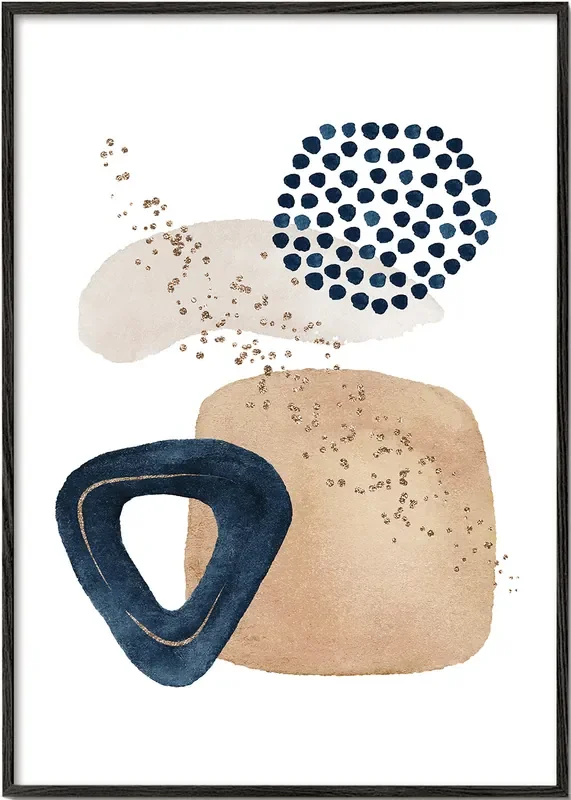 Watercolor Shapes in Navy 3 – Poster / 8 » x 12 » in / No