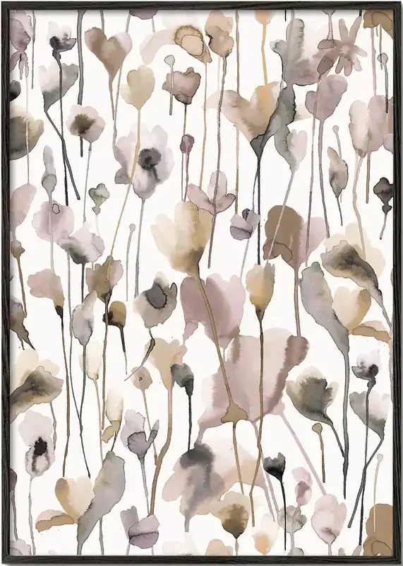 Wild Rustic Flowers Neutral – Poster / 8 » x 12 » in / No